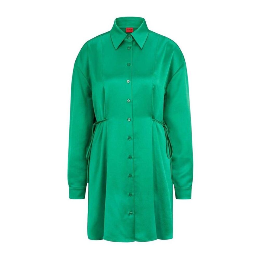Hugo Womens/Ladies Keleste Satin Mini Shirt Dress / Green